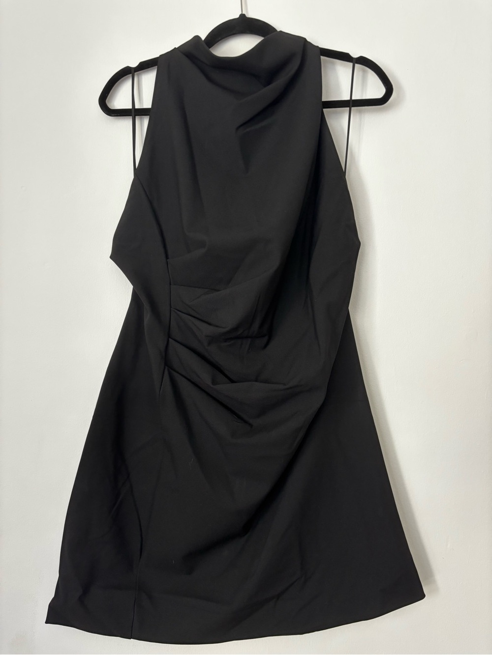 MANGO Black Halter Neck Ruched Dress- NWT